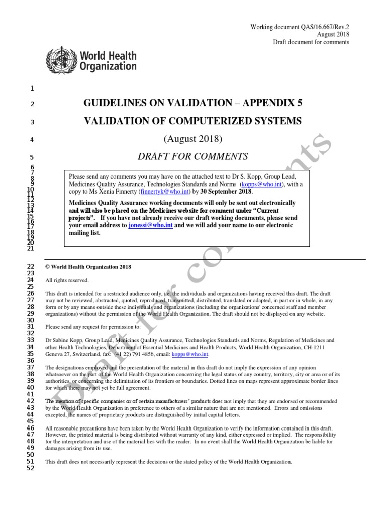 Guidelines On Validation - Appendix 5 Validation of Computerized ...
