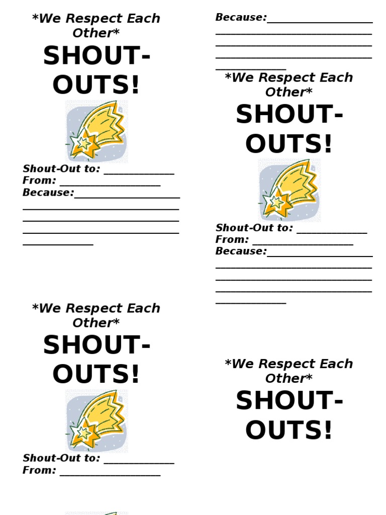 Respectful Shout-Outs Template | PDF