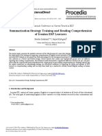 Summarization Strategy Training and Reading Comprehension of Iranian ESP Learners