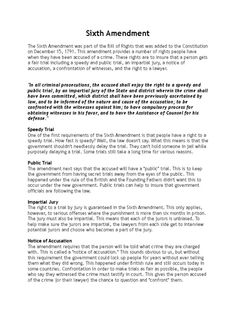 Sixth Amendment 3 | PDF | Sixth Amendment To The United States ...