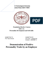 Demonstration of Positive Personality Traits by An Employee