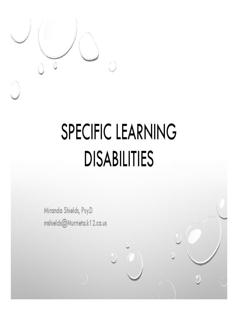 Specific Learning Disabilities | PDF | Learning Disability | Human ...