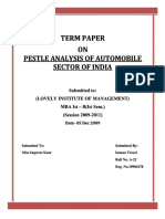 Term Paper Term Paper ON ON Pestle Analysis of Automobile Pestle Analysis of Automobile Sector of India Sector of India