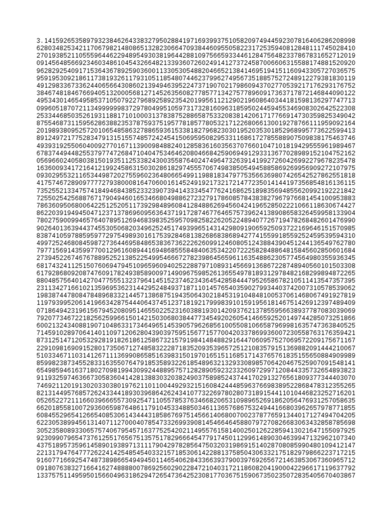 1 Million Digits Of Pi First 1 Million Digits of Pi | PDF
