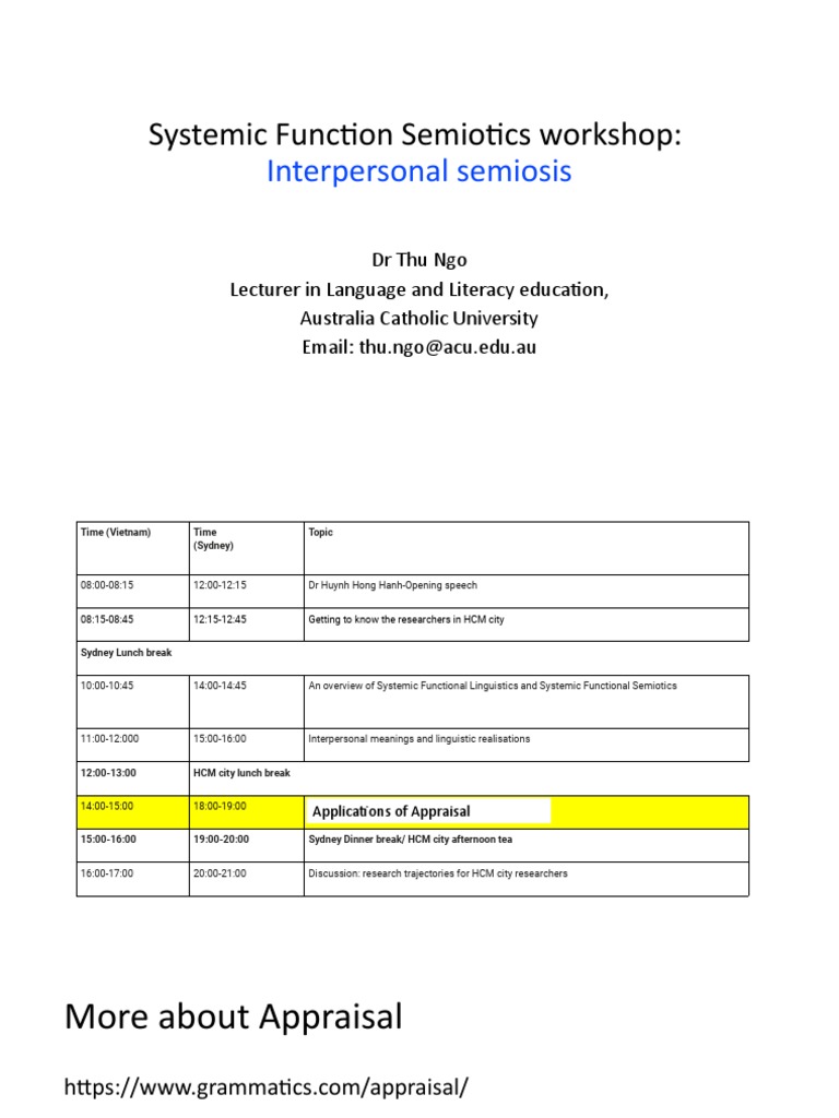 Systemic Functional Semiotics Workshop | PDF | English As A Second Or ...