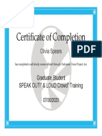 Speak Out and Loud Crowd Training Certificate
