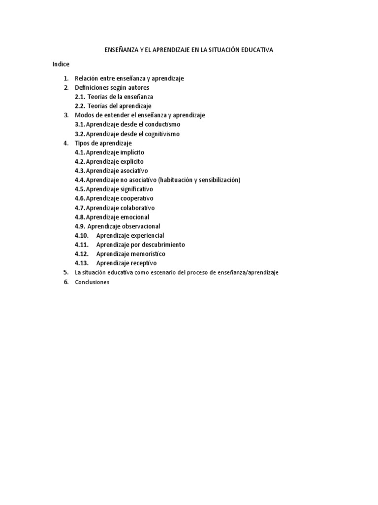 Enseñanza y El Aprendizaje en La Situación Educativa | PDF