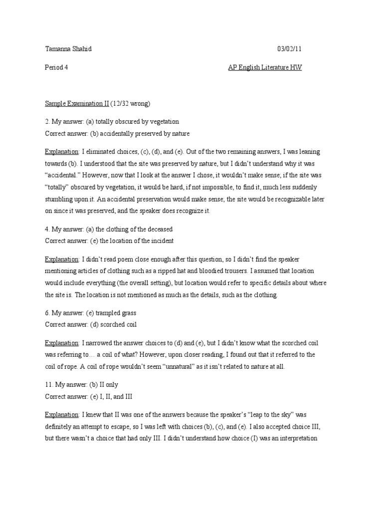 Sample Examination II Explanations Question