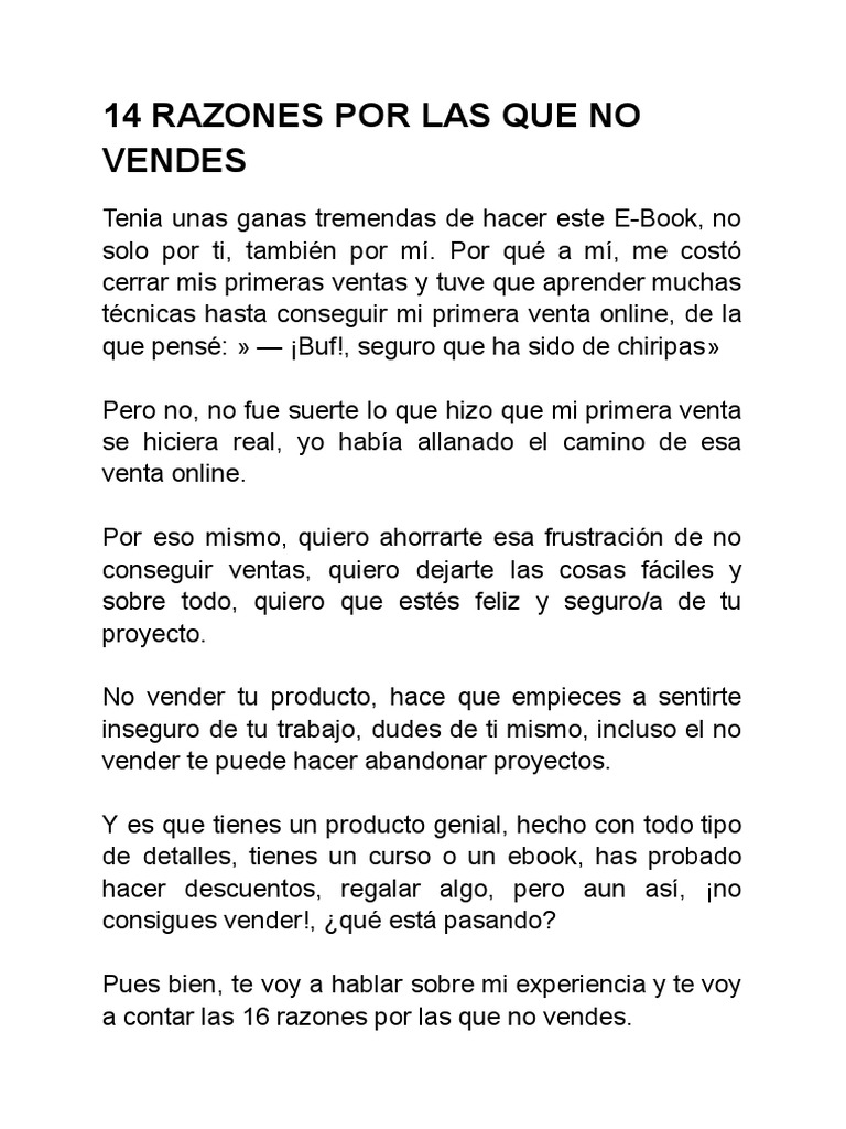 14 Razones por las que No Vendes | PDF | Cliente | Negocios (general)
