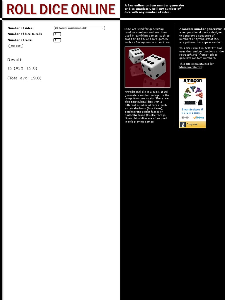 Roll Dice Online PDF Dice Gaming