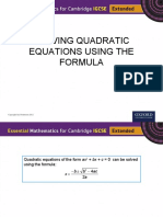 Solving Quadratic Equations Using The Formula