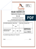 Share Certificate: Toolhub Hardware Proprietary Limited