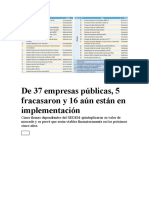 De 37 empresas públicas bolivianas, 5 fracasaron y 16 aún están en proceso