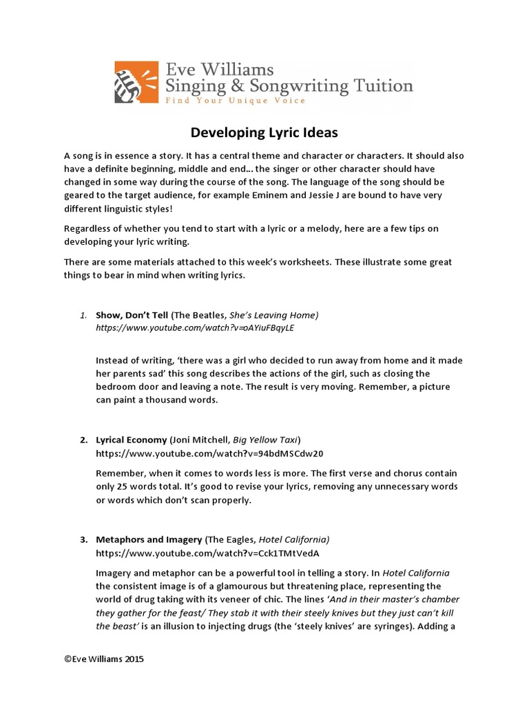 Lyrics Resources Poetry