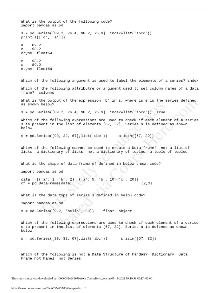 Python Pandas | PDF | Parameter (Computer Programming) | Data