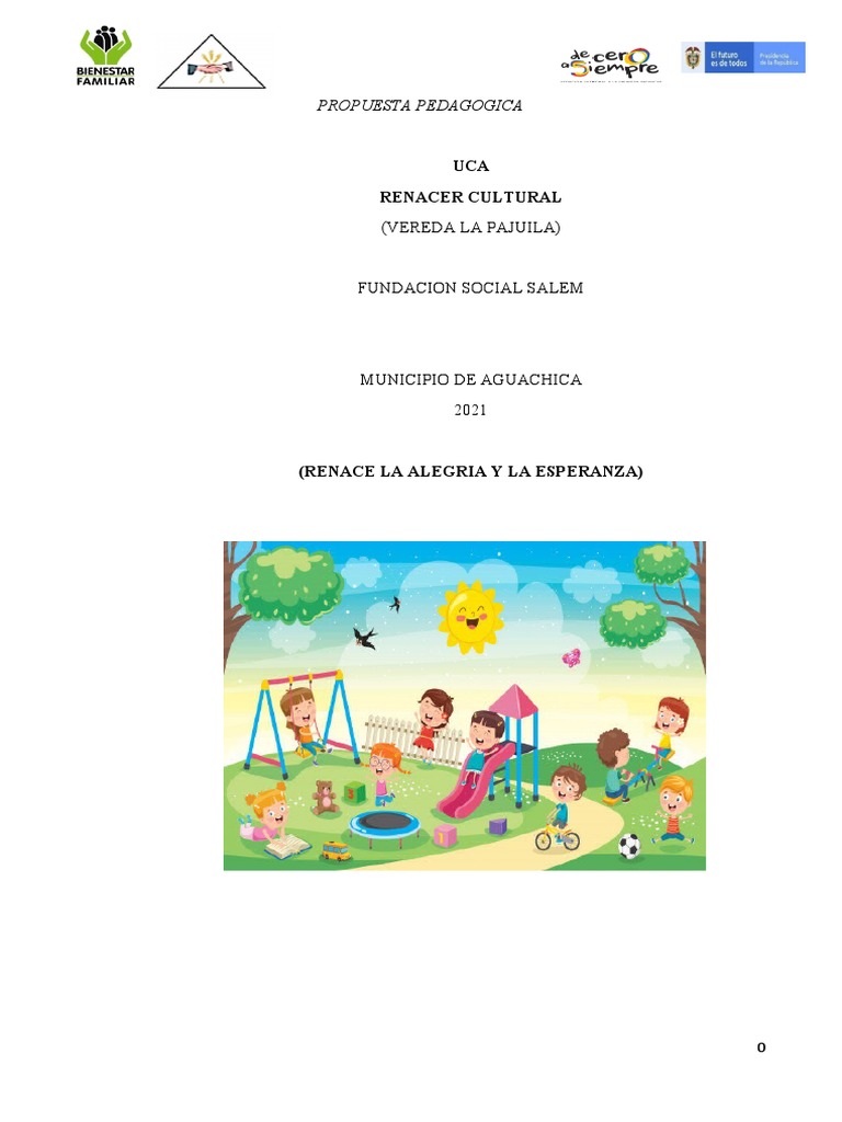 Propuesta Pedagógica para la Primera Infancia | PDF | Educación de la ...