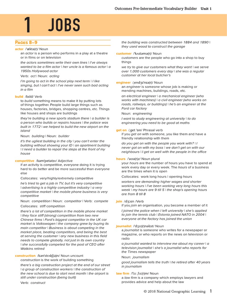 Outcomes 2. Outcomes - Pre-Int - Vocabulary - Builder 2nd | PDF.