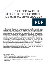 Perfil Profesiografico de Gerente de Produccion Metalmecanico