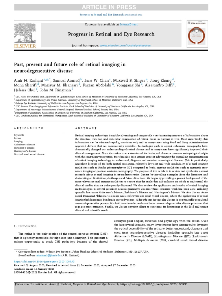 Past, Present and Future Role of Retinal Imaging in Neurodegenerative ...