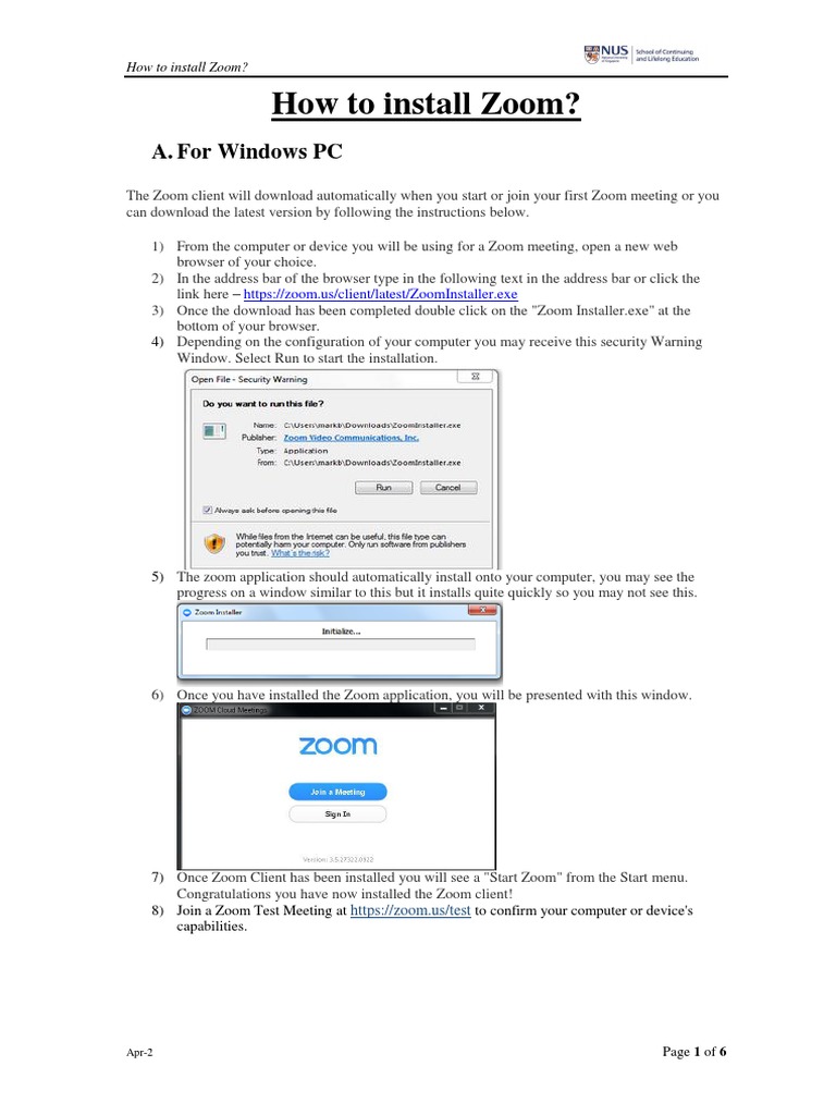 Guides On Zoom Installation - 2nd Ver | PDF | Installation (Computer ...