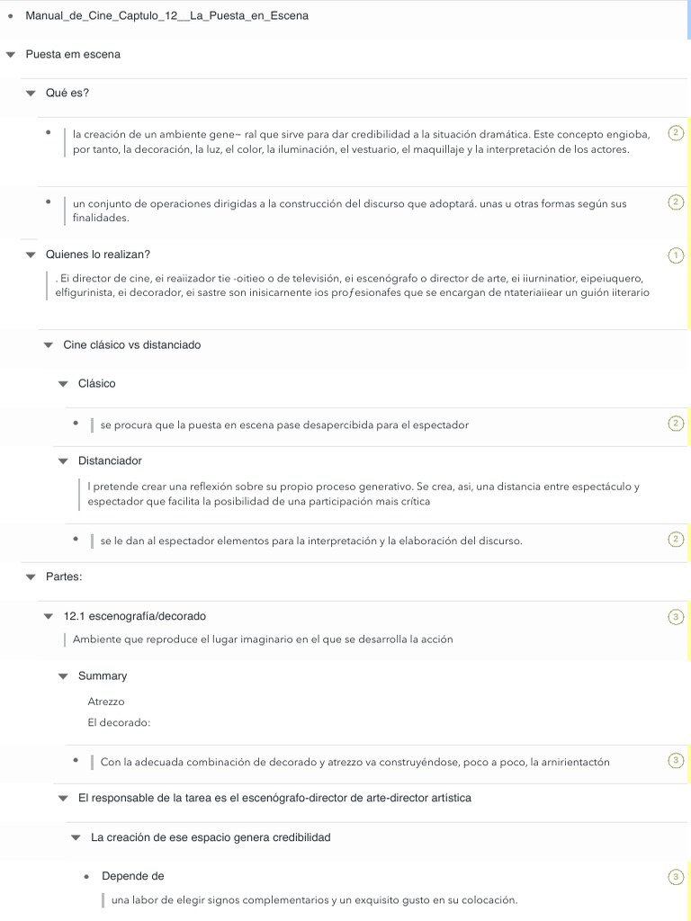 Manual de Cine Captulo 12 La Puesta en Escena withMarginNotes PDF