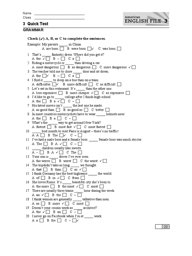 English Grammar Quick Test | PDF | Traffic | Linguistic Morphology