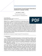 Teachers' Belief and Classroom Practices Toward Grammar Instruction in The Communicative Language Teaching