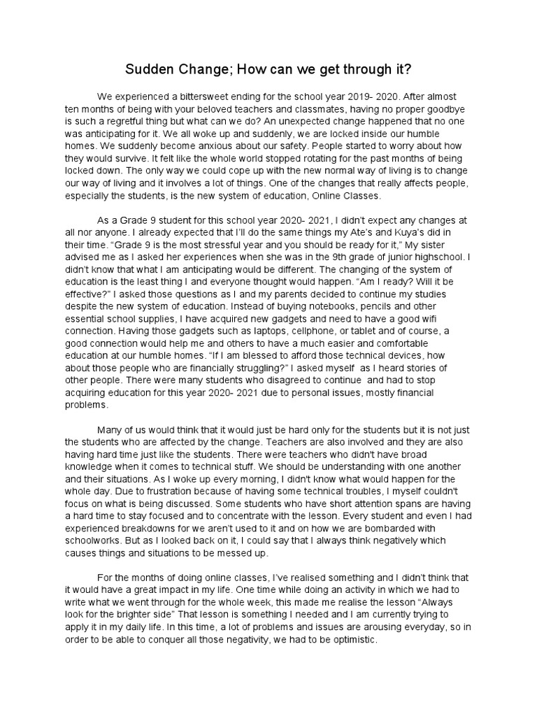 Sudden Change How Can We Get Through It? PDF Human Nature Further