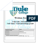 Written Test: Unit Code:-SITXHRM003 Unit Name: - Lead and Manage People