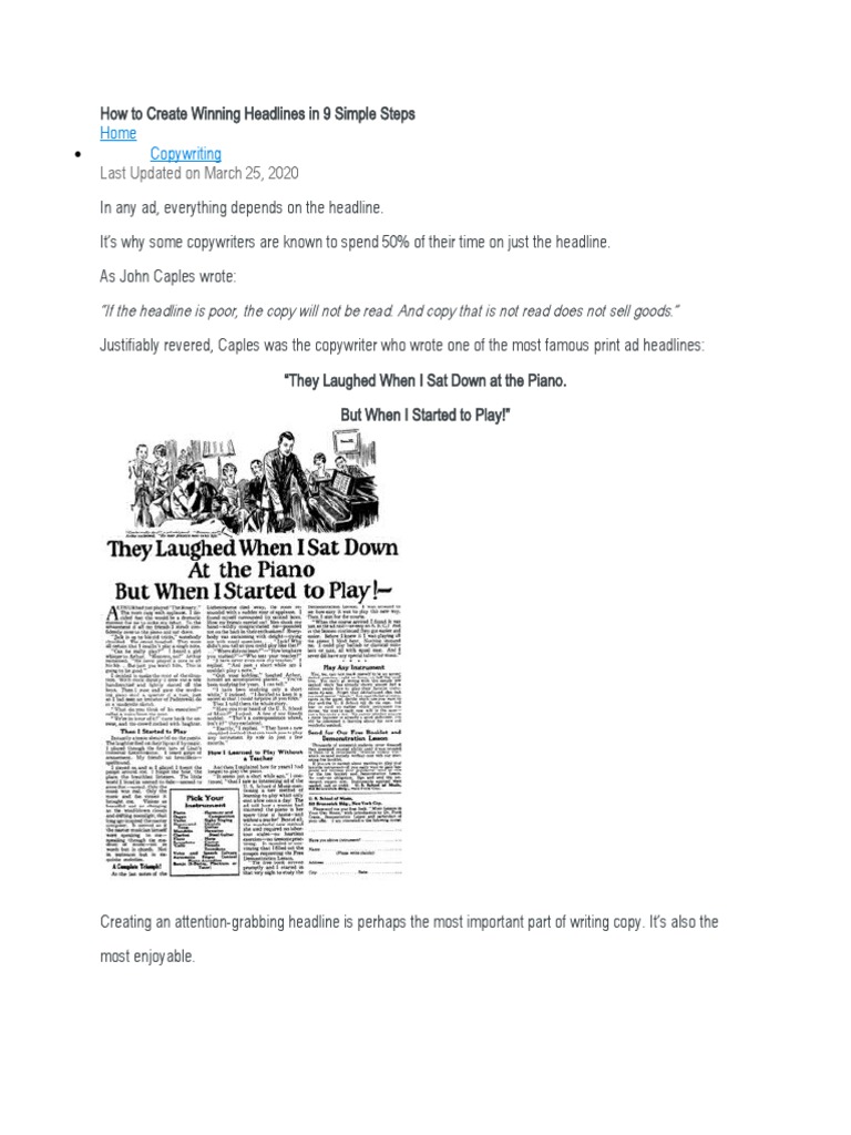 Craft Compelling Headlines in 9 Steps | PDF | Magazines | Question