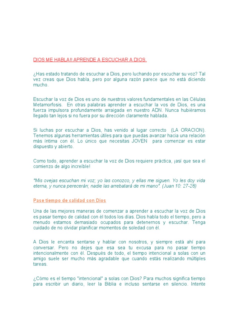 Aprende a Escuchar la Voz de Dios | PDF | Dios | Oración