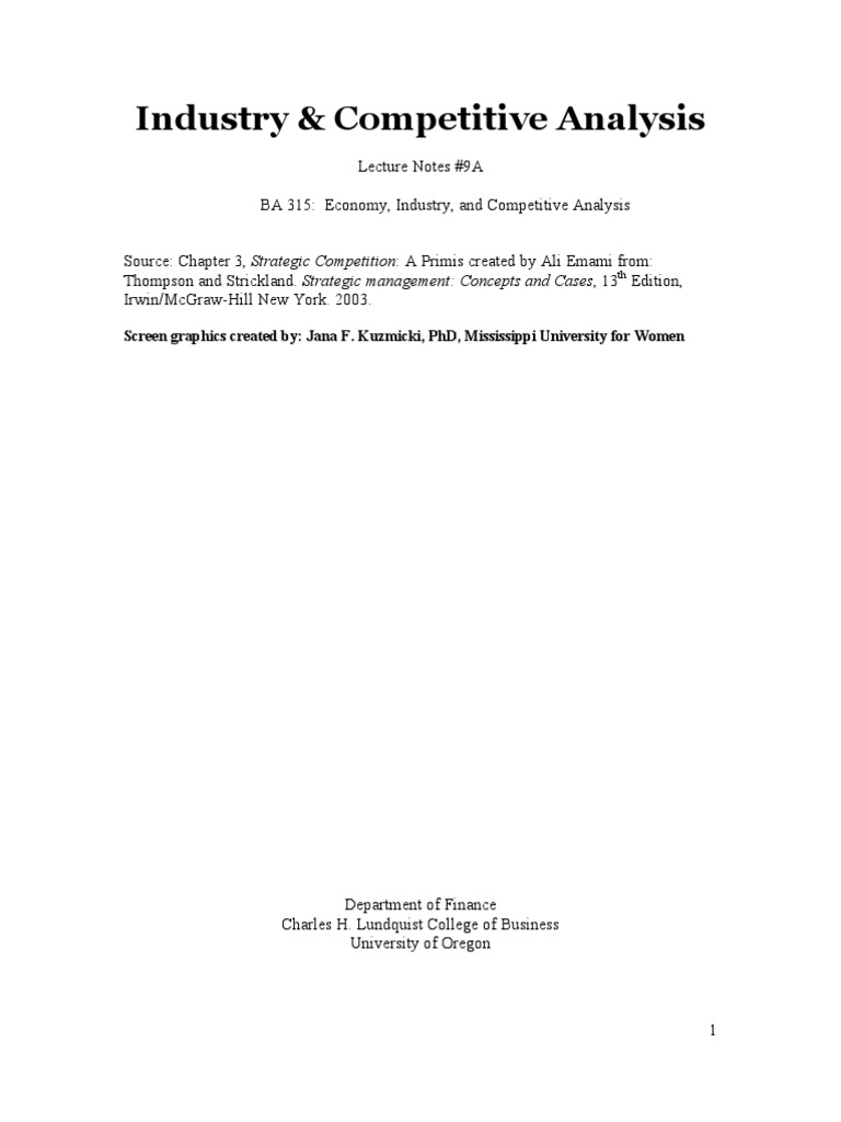 Industry and Competitive Analysis Guide | PDF | Strategic Management ...