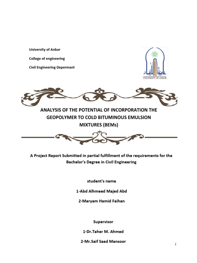 Geopolymer in Cold Bituminous Emulsions | PDF | Asphalt | Road Surface