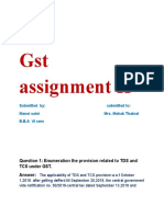 GST Assignment II: Question 1: Enumeration The Provision Related To TDS and TCS Under GST. Answer