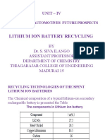 Lithium Ion Battery Recycling: Unit - Iv