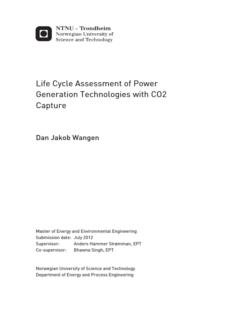 LCA of Power Gen with CO2 Capture | PDF | Life Cycle Assessment ...