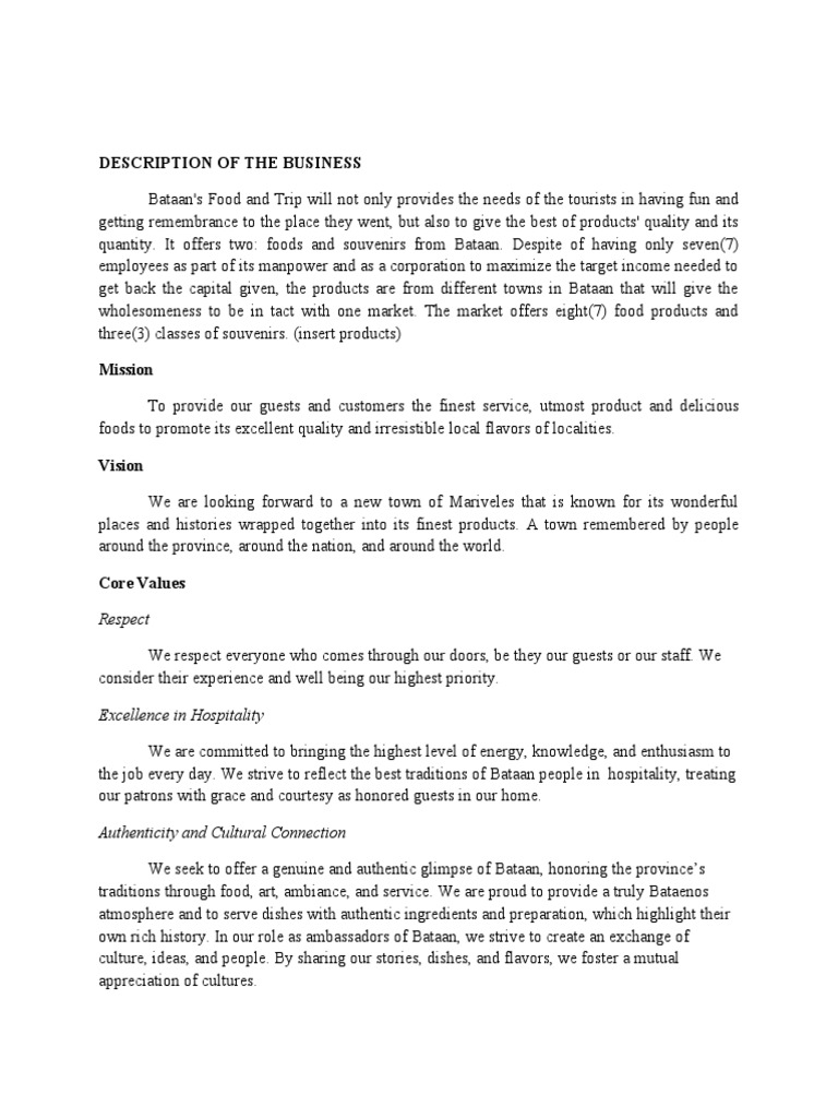 Bataan's Food and Trip Business Overview | PDF | Capital Requirement ...