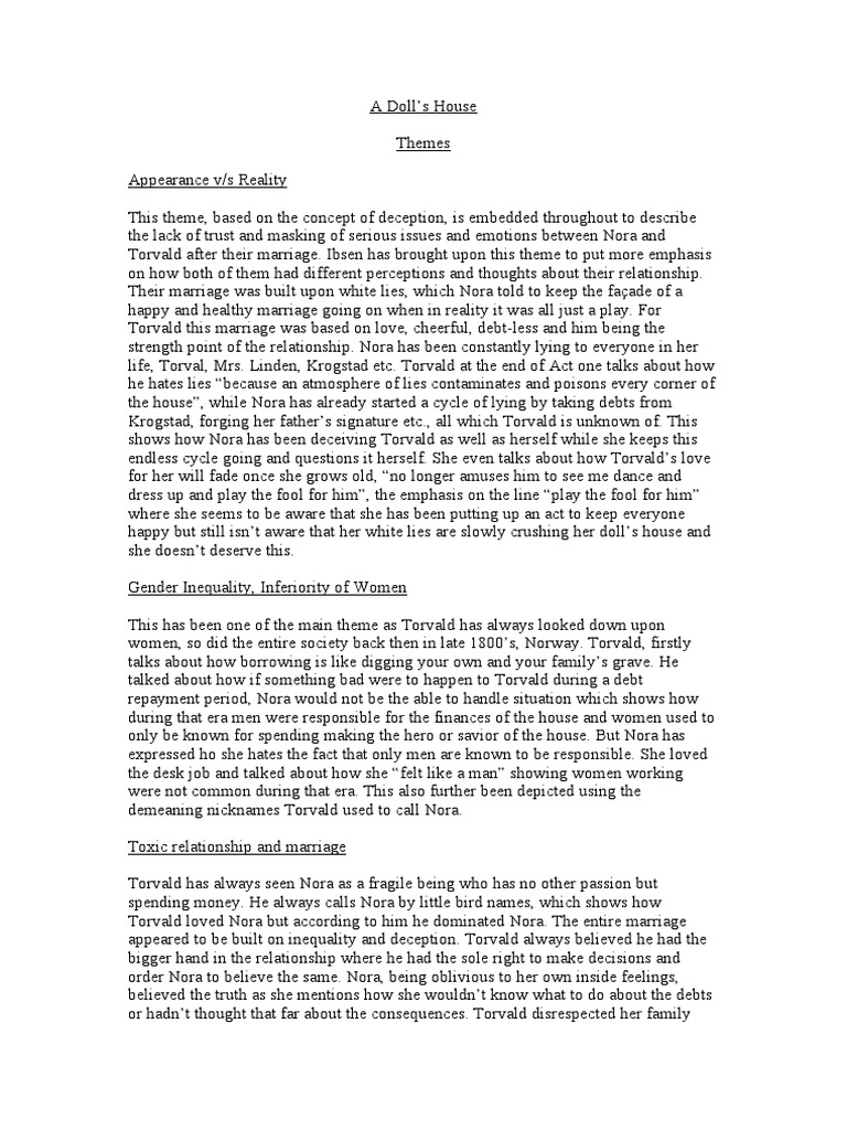 A Doll's House Themes PDF A Doll's House