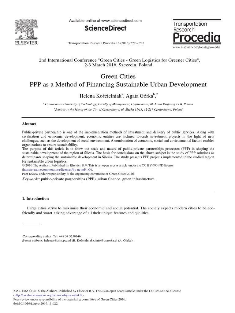 Green Cities PPP As A Method of Financing Sustaina | PDF | Public ...