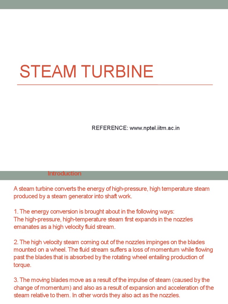 Steam Turbine: REFERENCE: WWW - Nptel.iitm - Ac.in | PDF | Turbine ...