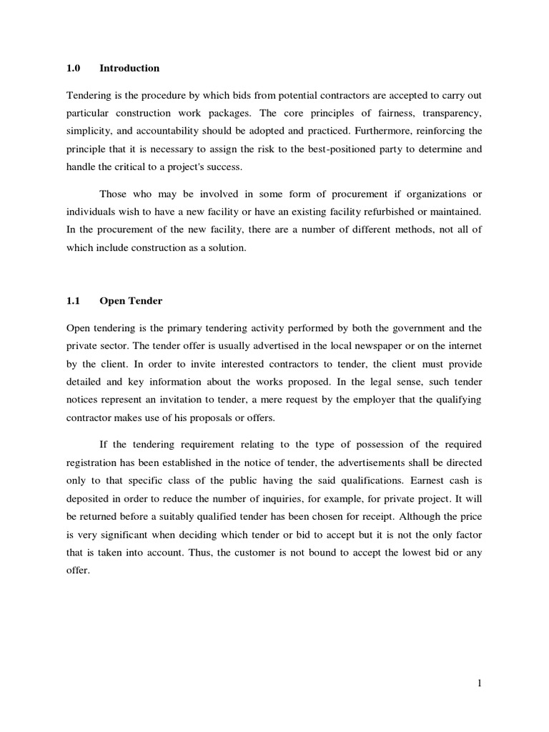 Open Tendering Process Overview | PDF | Payments | Procurement