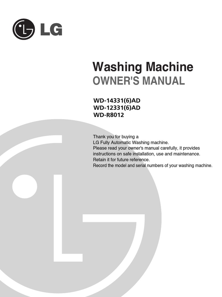Washing Machine Owner S Manual Pdf Washing Machine Ac Power