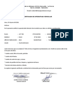 Certificado de Operatividad Azt-706