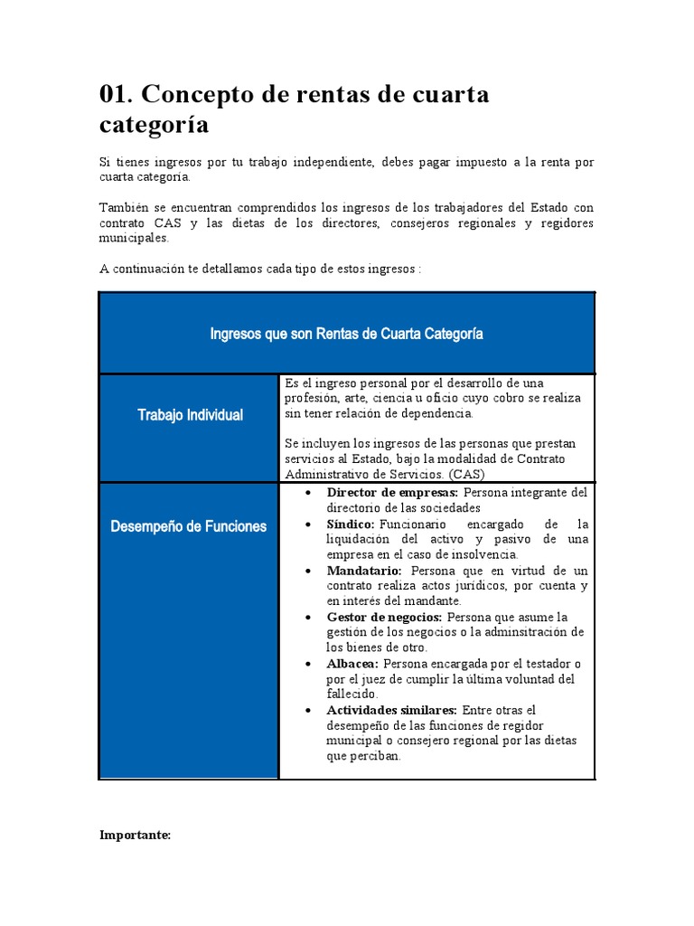 Rentas 4 Y5 Categoria | PDF | Impuesto sobre la renta | Impuestos
