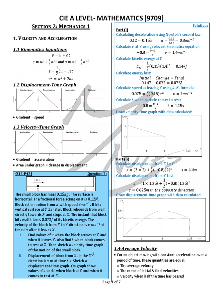 Mechanics 1: Velocity, Acceleration, and Forces | PDF | Velocity | Force