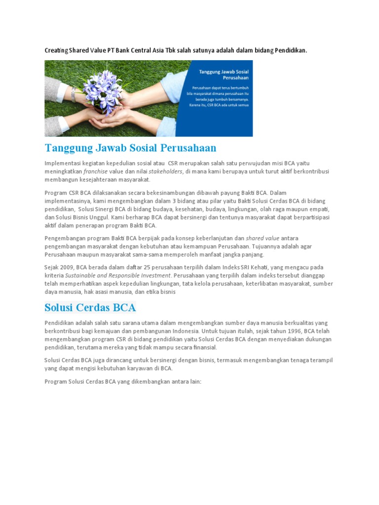 Strategi CSR Berkelanjutan BCA | PDF | Karier & Perkembangan