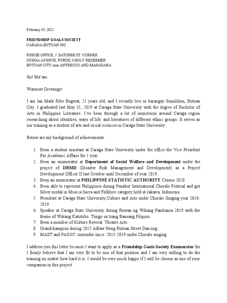 Application for Enumerator Position at DSWD | PDF | Social Science ...