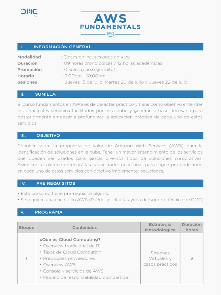 Curso Gratuito de Fundamentos en AWS | PDF | Servicios web de Amazon ...