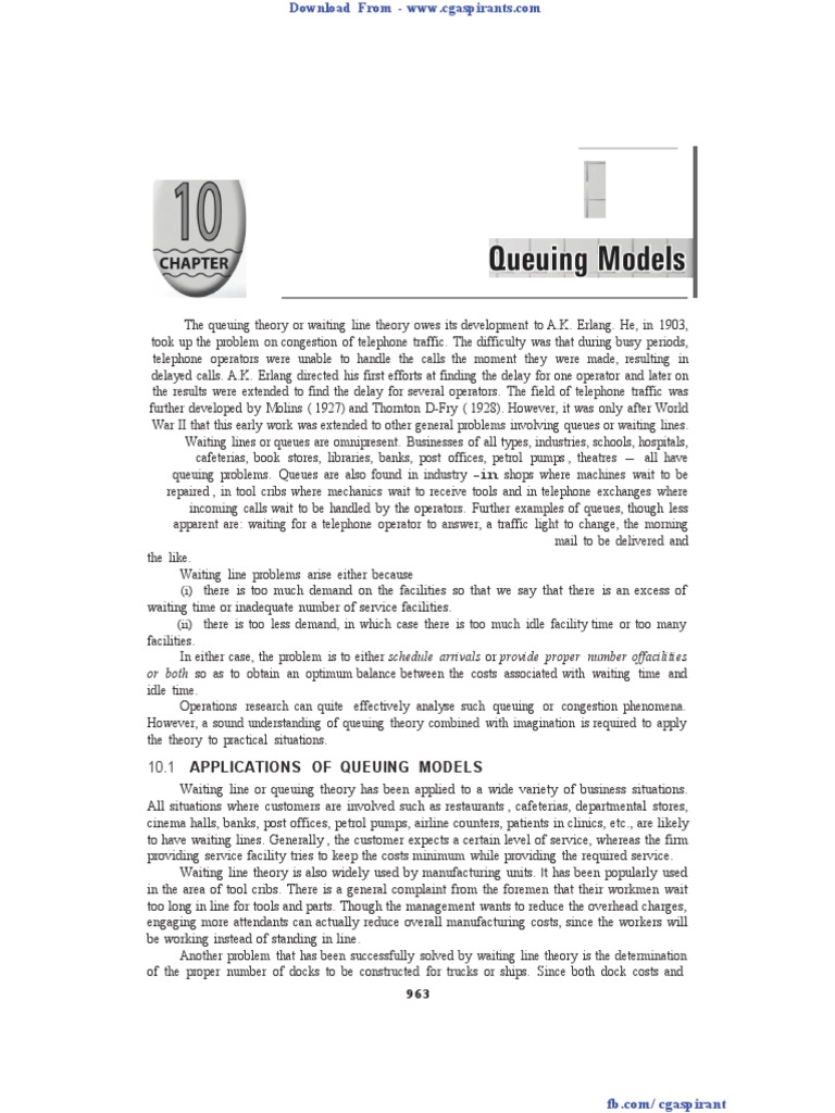 10.1 Applications of Queuing Models | PDF | Probability Distribution ...