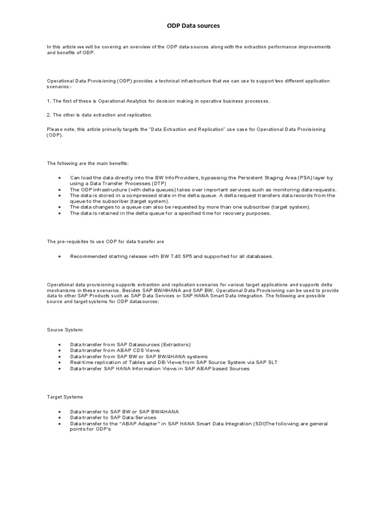 ODP Datasources | PDF
